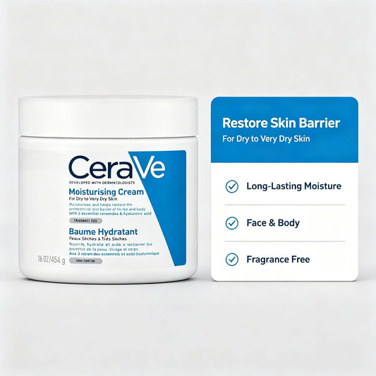 CeraVe, crema nutriente per la pelle, 454 g, formulata da dermatologi, idratante a lunga durata per pelli molto secche.