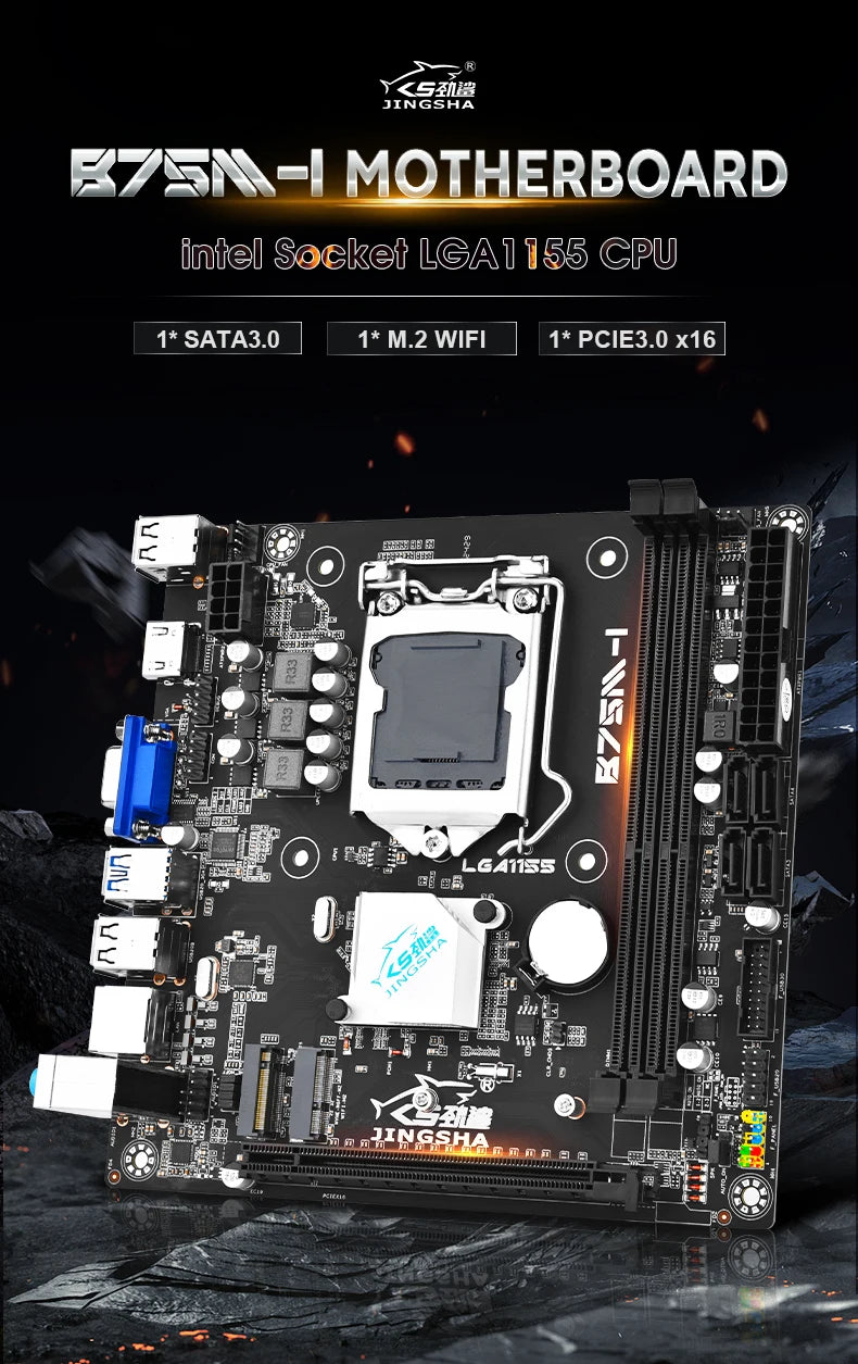 Kit Scheda Madre Mini ITX B75 con Processore Core I5 3470, 16GB di Memoria DDR3, Supporto CPU I3 I5 I7, Socket LGA1155