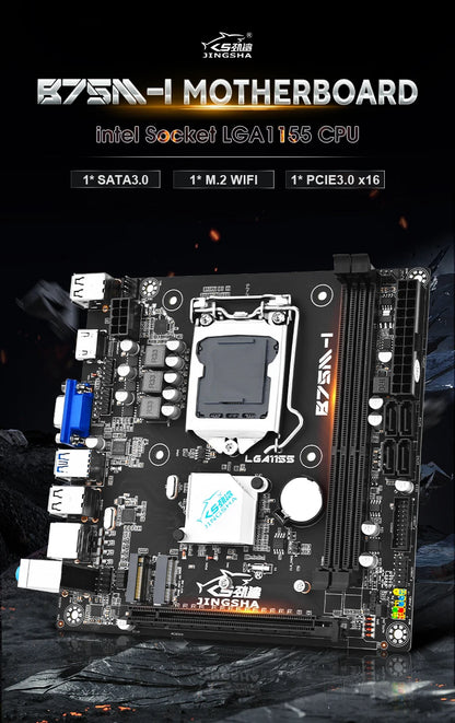 Kit Scheda Madre Mini ITX B75 con Processore Core I5 3470, 16GB di Memoria DDR3, Supporto CPU I3 I5 I7, Socket LGA1155