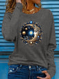 T-shirt da donna in 100% puro cotone, ideale per la primavera e l’autunno, comoda, casual, a maniche lunghe, con stampa grafica a tema parigino e scollo rotondo.