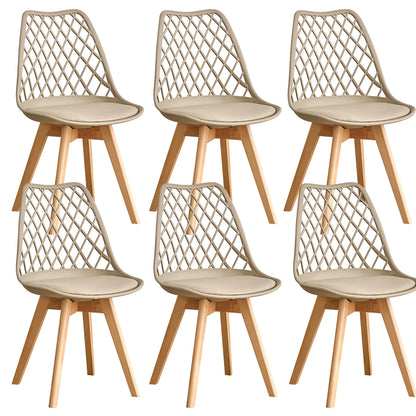 Set di 4/6 sedie da pranzo moderne con schienale in rete con gambe in legno massello e cuscini imbottiti, per sala da pranzo/camera da letto, sedia da caffè