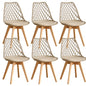 Set di 4/6 sedie da pranzo moderne con schienale in rete con gambe in legno massello e cuscini imbottiti, per sala da pranzo/camera da letto, sedia da caffè