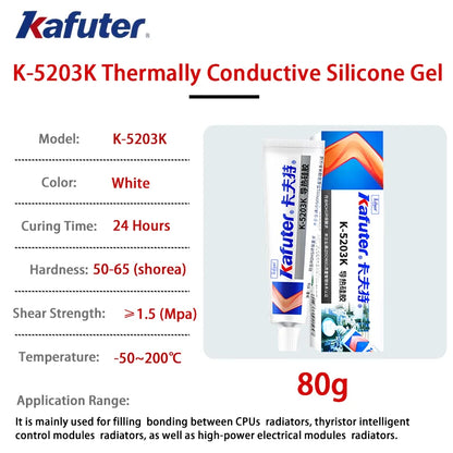 Pasta Termica Kafuter K-5202 K-5203K K-5204K K-5205 per CPU GPU, Grasso Siliconico per Dissipatore di Calore LED e Chip IC