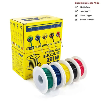 Cavo flessibile in silicone 30/28/26/24/22/20/18/16 AWG, cavo a trefoli, fili elettrici in rame stagnato