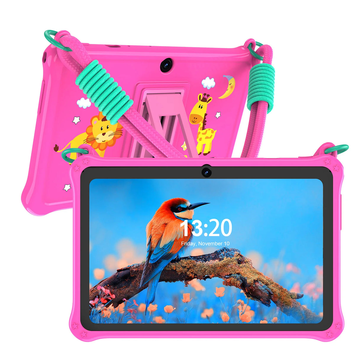 PRITOM Kids Tablet da 7 pollici Android 13 4 GB (2+2 espandibile) RAM 32 GB ROM WiFi Bluetooth Software di apprendimento installato con cordino