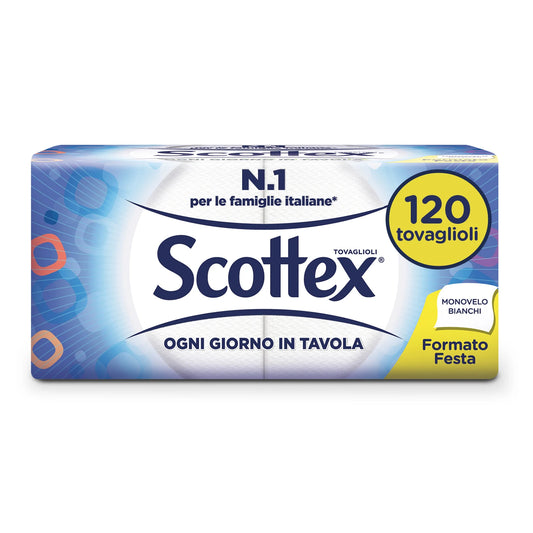 Scottex Tovaglioli Monovelo Formato Festa, 16 Confezioni da 120 Tovaglioli