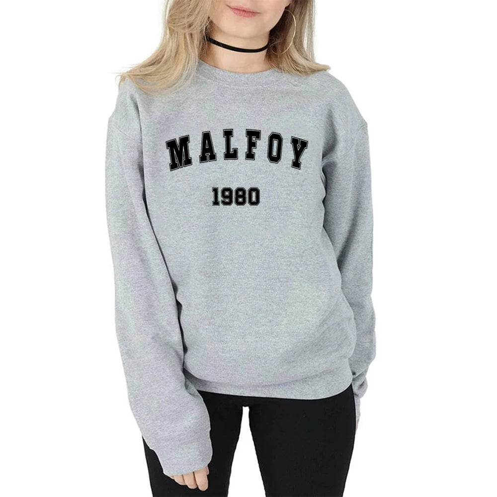2025 Felpa Draco Malfoy Film Magico HP Wizard World Pullover Vintage Wizard School Retro Malfoy 1980 Felpe girocollo