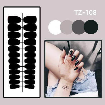 24 pezzi Stampa sulle unghie Design floreale Balletto di media lunghezza Unghie finte Moda Marrone Copertura completa Suggerimenti per manicure Set di unghie finte danneggiabili