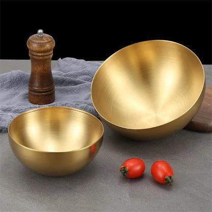Ciotole per insalata di frutta in acciaio inossidabile spesso 15 cm/20 cm/25 cm Zuppa di riso Noodle Ramen Ciotola Ciotole per miscelazione Contenitore per alimenti Stoviglie da cucina