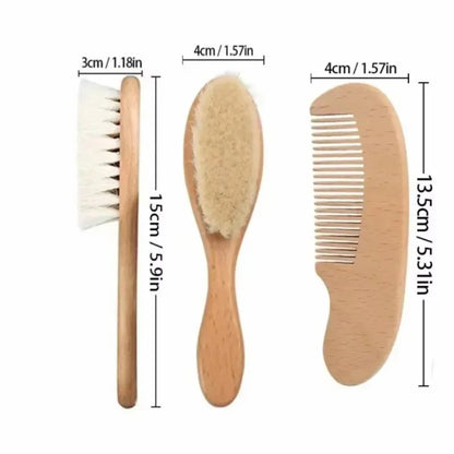 3 pezzi pettine per spazzola in legno per neonato in lana per neonato spazzola per capelli per neonato massaggiatore per testa pettine portatile spazzola per capelli pettine da bagno