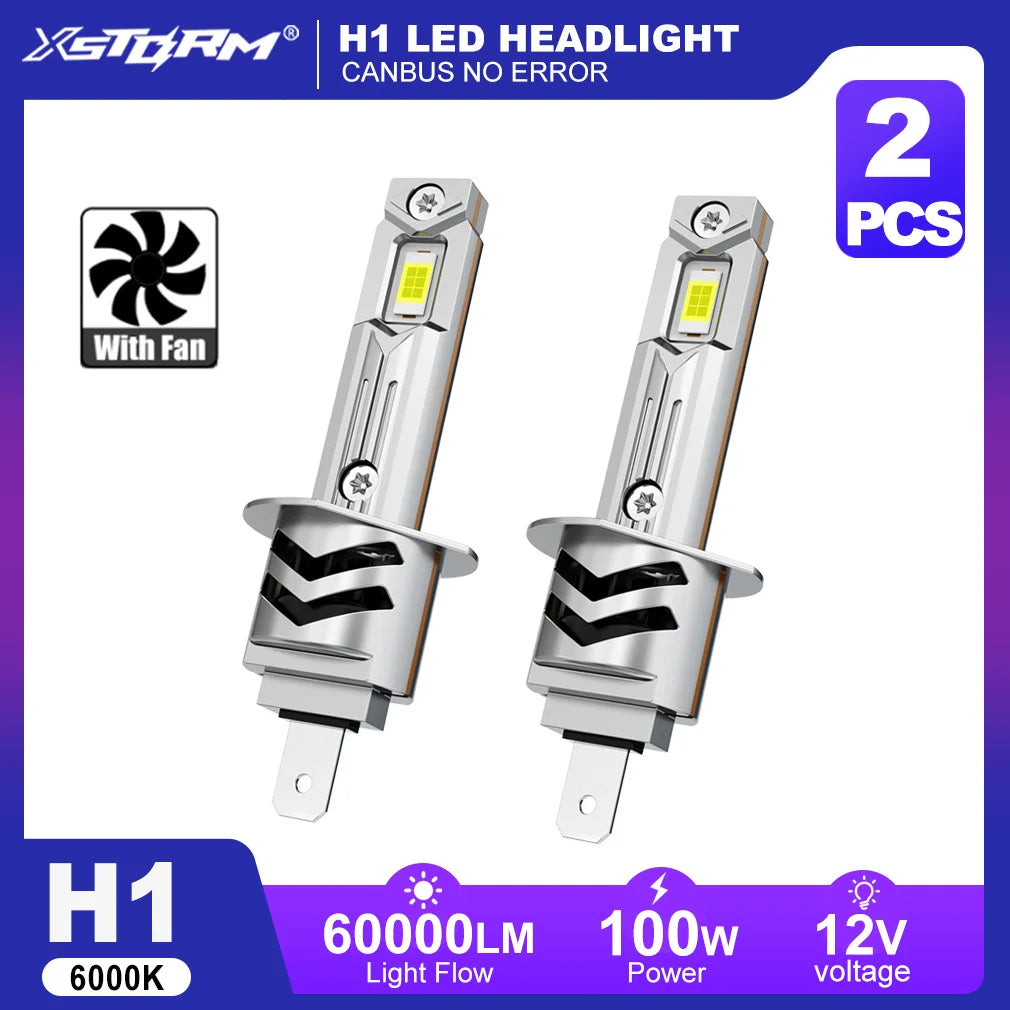 XSTORM H1 Lampadine LED Canbus 60000LM 100W H3 H7 Fari LED con Ventola H1 Turbo Lampade Fari Auto Plug & Play 6000K 12V