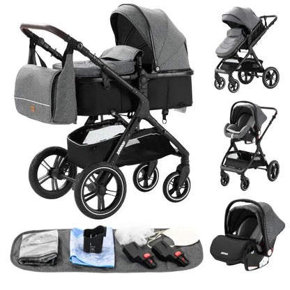 Nuovo passeggino di lusso 3 in 1 carrozzina da viaggio portatile pieghevole carrozzina alta paesaggio telaio in alluminio passeggino neonato