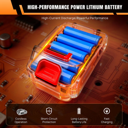 Lucidatrice per auto senza fili, macchina per lucidare con 2800-5500 giri/min, portatile 6", include 2 batterie, attivazione con un solo clic, indicatore del livello della batteria, indicatore delle marce.