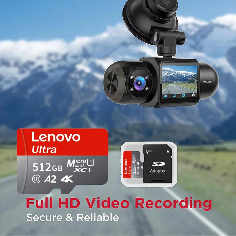 Scheda di memoria Micro SD Lenovo ad alta velocità, disponibile nelle seguenti capacità: 1 TB, 128 GB, 256 GB, 512 GB, compatibile con video 4K Full HD, telefoni, GoPro, droni e action cam.