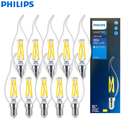 Philips Master LED Candela E14 Lampade a filamento 3,4 W = 40 W) BA35 Lampadine classiche 220-240 V DimTone Dimmerabile Luce decorativa bianca calda