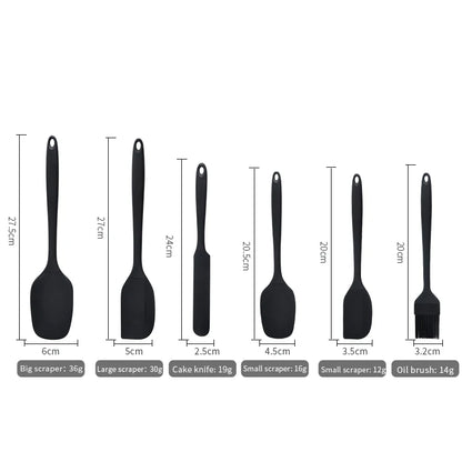 Set di utensili da cucina in silicone da 6 pezzi, spatola per crema, spatola, pennello per olio, set di raschietti di varie misure, strumento per la cottura, non integrato