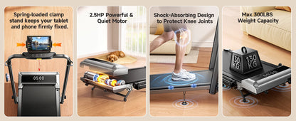 Toputure TP6 Walking Pad 12% Incline Treadmill 6 In 1 Walking Running 2.5HP Foldable Under Desk Treadmill With Adjustable Height Armrest LED Display Indoor Home Gym Exercise Office Treadmill 40dB Low noise Treadmill