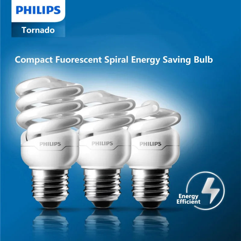 Philips Tornado Vite Edison fluorescente compatta E27 Luce a spirale 8W 12W 15W Lampadina a risparmio energetico 2700K 6500K Lampada a forma di torsione