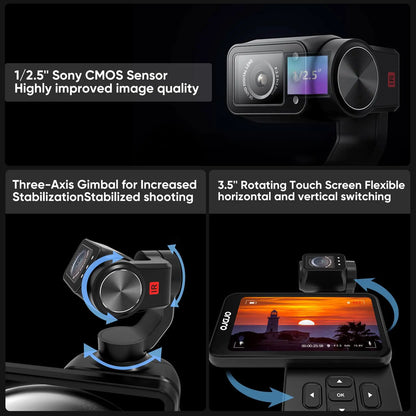 Videocamera tascabile ORDRO M5 5K Action Videocamera Vlog con grande touchscreen per visione notturna IR a infrarossi con telecomando per treppiede SDcard