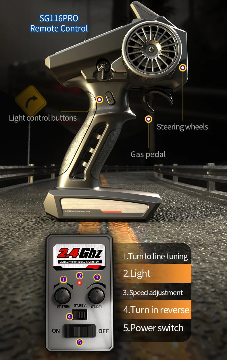 SG116 PRO, auto radiocomandata in scala 1/16, velocità massima 40 km/h, trazione integrale, fuoristrada, monster truck radiocomandato, veicolo da corsa 2.4G, giocattolo, regalo di compleanno per bambini, ragazzi e adulti.