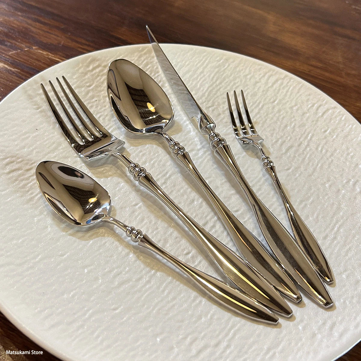 Set di posate per bistecche in acciaio inossidabile 304 di alta qualità, 6 pezzi, coltello, forchetta e cucchiaio creativi e rinforzati, stoviglie per hotel e ristoranti