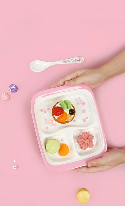 Set di stoviglie in melamina Hello Kitty per bambini - Ciotole, piatti, cucchiai e tazze anti-scottatura con simpatico design a cartoni animati