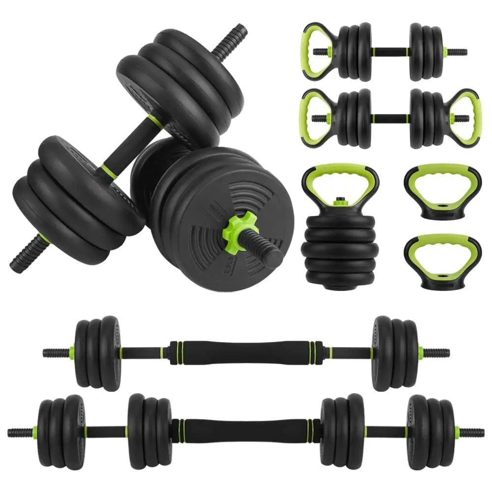 Set di manubri regolabili, set di pesi liberi da 30/44 libbre utilizzato come manubri, bilanciere, kettlebell e push-up, per esercizi fitness in palestra a casa