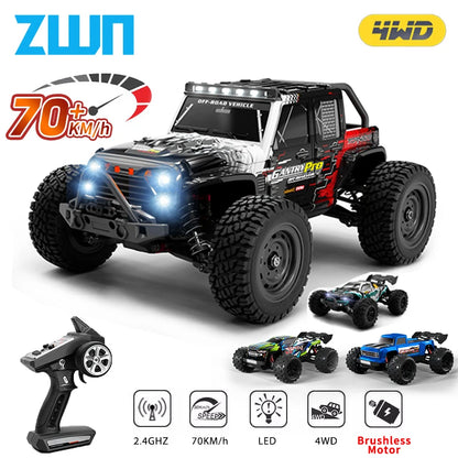 ZWN 1:16 70KM/H o 50KM/H Auto RC 4WD con LED, Auto Telecomandate ad Alta Velocità, Monster Truck da Drift per Bambini Vs Wltoys 144001 Giocattoli
