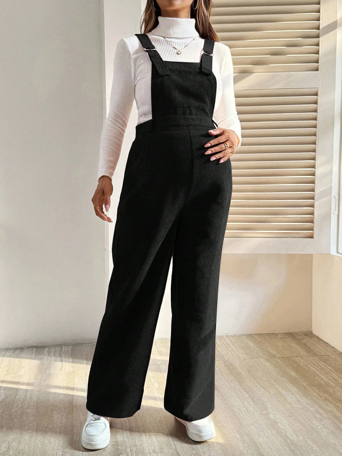 Tuta in Velluto a Coste per Donne in Gravidanza, con Bretelle Regolabili e Gamba Larga, Abbigliamento Casual Primaverile e Autunnale per la Gravidanza