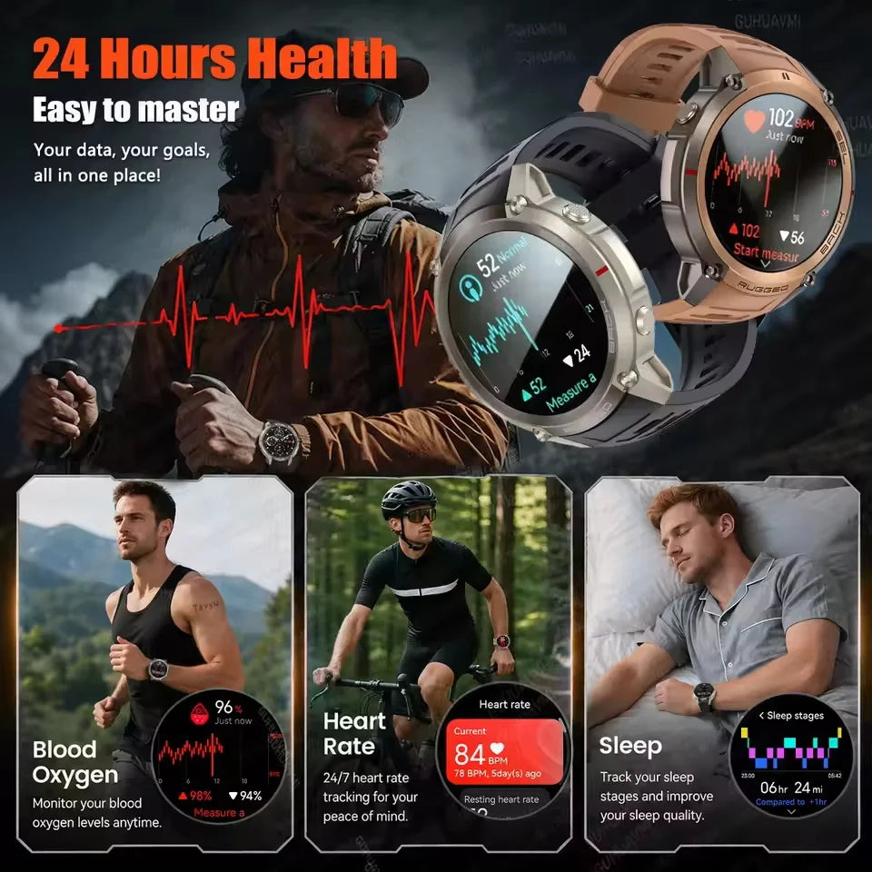 2026 NUOVO Smartwatch con Mappe Offline per Uomo, Display AMOLED HD da 1,43 Pollici, GPS Esterno Integrato, Bussola, Altimetro, Impermeabile 5ATM, Orologio Sportivo per Nuoto, Ciclismo e Corsa