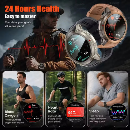 2026 NUOVO Smartwatch con Mappe Offline per Uomo, Display AMOLED HD da 1,43 Pollici, GPS Esterno Integrato, Bussola, Altimetro, Impermeabile 5ATM, Orologio Sportivo per Nuoto, Ciclismo e Corsa