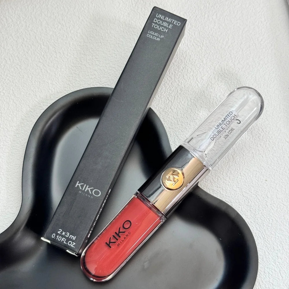Rossetto KIKO Double Touch, gloss labbra 3D Hydra, resistente all'acqua, non trasferibile, tinta labbra non appiccicosa, effetto vetro, volumizzante, idratante, trucco per labbra