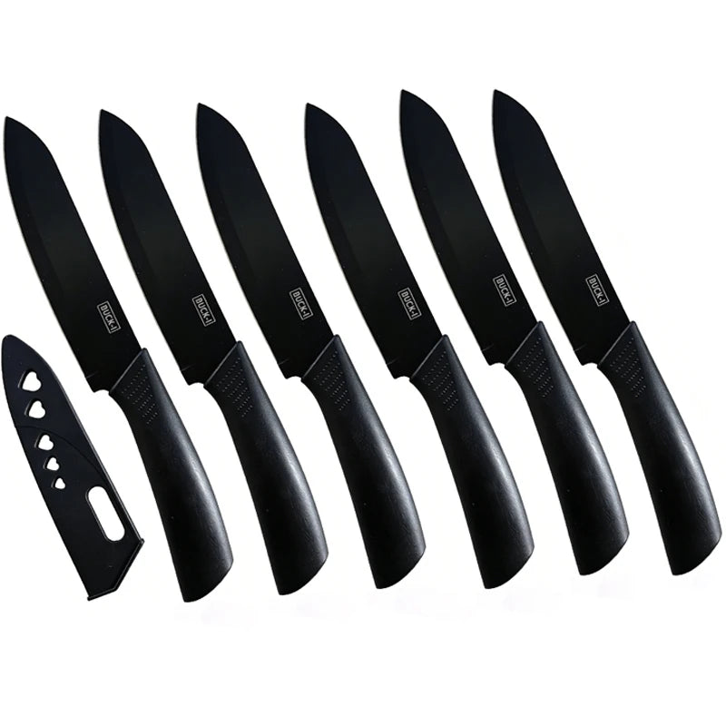 Coltello da cucina 1/3/6 Set di coltelli da cucina Coltello da frutta in acciaio inossidabile da 4 pollici con fodero Coltello da cucina a lama fissa con manico in plastica