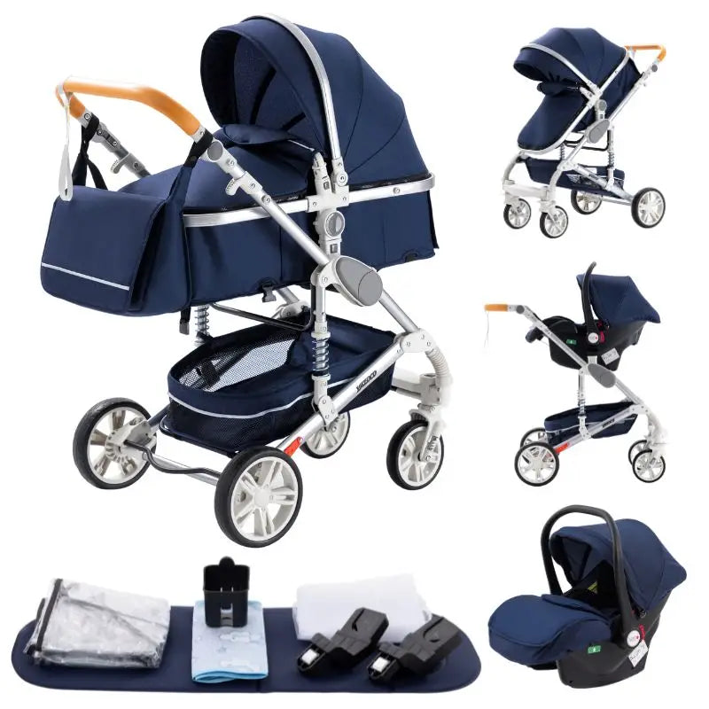 Nuovo passeggino di lusso 3 in 1 carrozzina da viaggio portatile pieghevole carrozzina alta paesaggio telaio in alluminio passeggino neonato