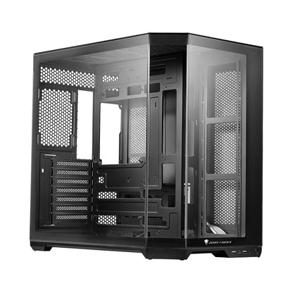 Case per PC ATX, con elevata capacità di circolazione dell’aria, struttura modulare per PC desktop, dotato di pannelli in vetro temperato sul frontale e sui lati, compatibile con schede madri ITX, MATX ed EATX.