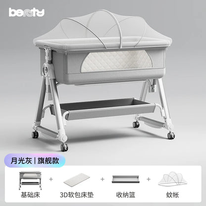 Culla per bambini, giunzione portatile, culla per lettino, culla da comodino per bambino, culla da comodino 3 in 1 con ruote