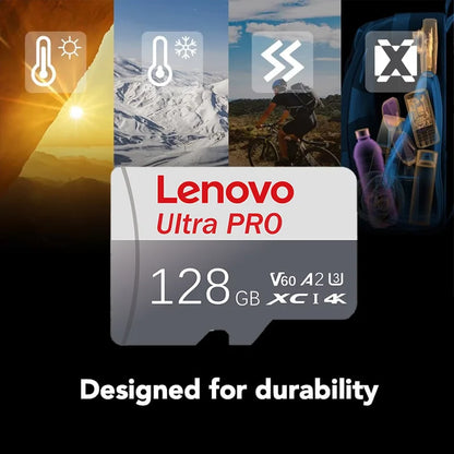 Scheda di memoria MicroSD ad alta velocità Lenovo, scheda TF, 1T, 128GB, 256GB, 512GB, classe A2, stabile, per registrazioni 4K, compatibile con DJI Pocket4 Action Cam.