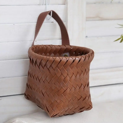 Cesto da parete in plastica, decorativo, intrecciato a mano, per conservare verdure e frutta, contenitore salvaspazio per uova e frutta.