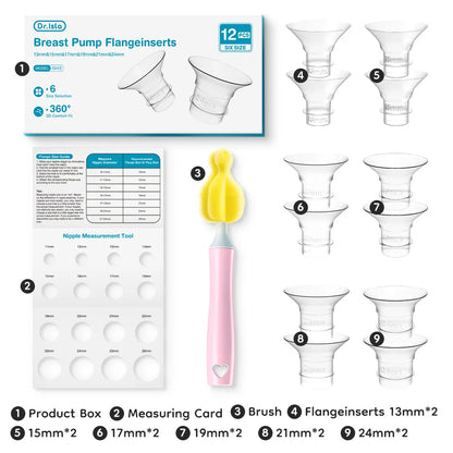 MAMIJOY Inserti flangiati in silicone per tiralatte Tiralatte elettrici Tettarelle da biberon Tunnel Connettore stretto Flangia 13/15/17/19/21/24mm
