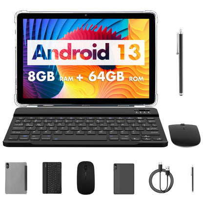 Tablet Android da 10.1" con Processore Octa-core, 16GB (4+12GB Virtuali) di RAM, 64GB di ROM, Schermo Touch HD IPS, Wi-Fi 6, BT 5.0, Doppia Fotocamera