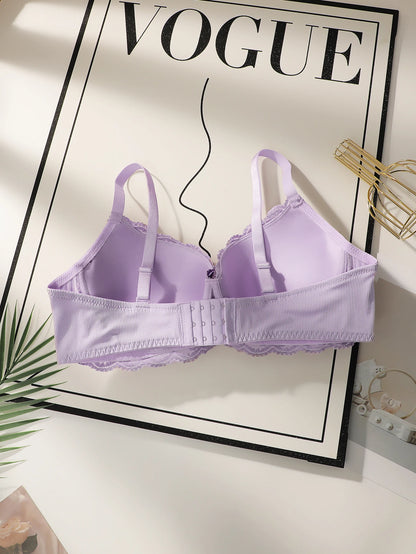 Intimo oversize da donna con mezza tazza raccolto design ricamato a fiori anti-cedimento adatto per donne grassocce 90D-110D B2510