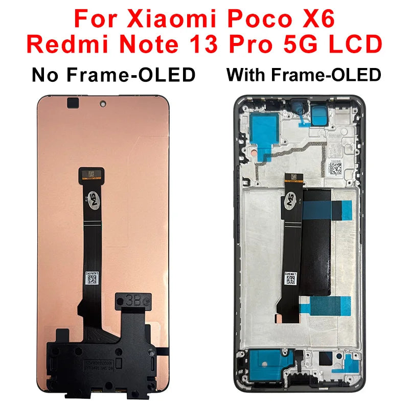 Display OLED per Xiaomi Poco X6, schermo LCD con digitalizzatore touch per Redmi Note 13 Pro 5G, modello 23122PCD1G, assemblaggio per Poco X6 Pro, display LCD K70E.