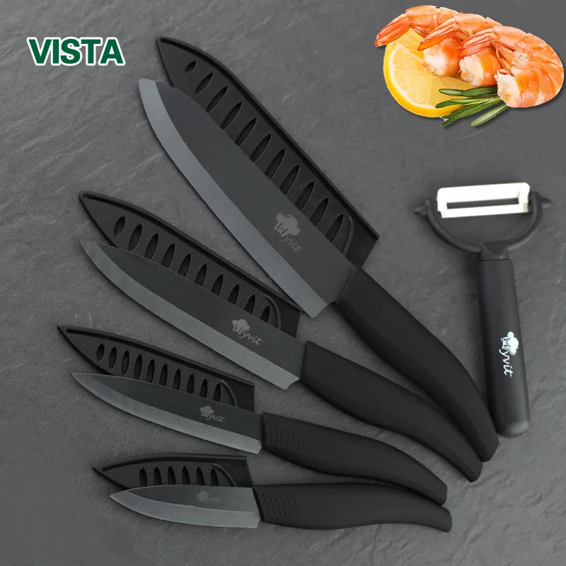Set di Coltelli in Ceramica da 3, 4, 5, 6 Pezzi con Protezioni per le Lame, Coltelli Antiruggine per Frutta, Verdura, Formaggio e Carne