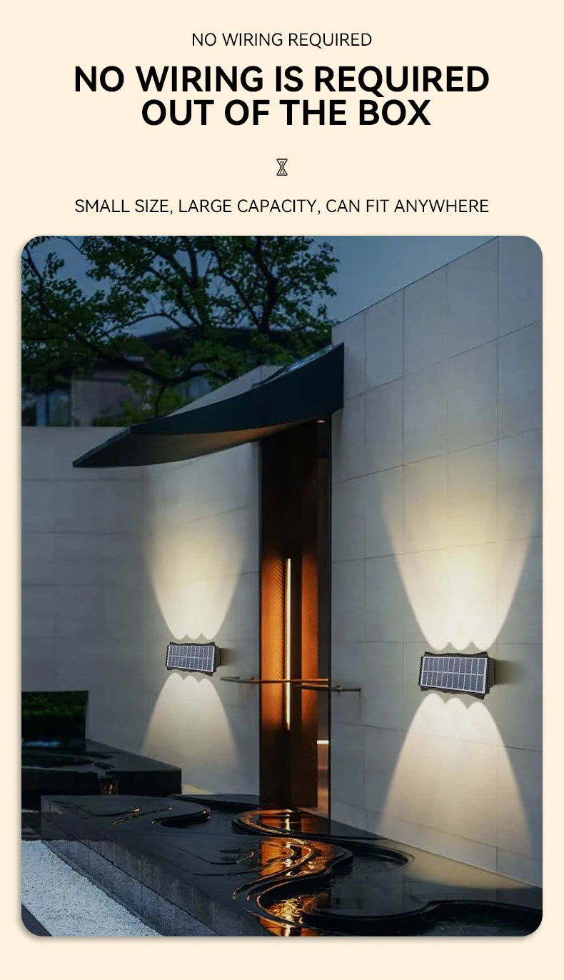 3 pezzi/1 pezzo Lampada da parete solare per cortile, strada, impermeabile, lampada da giardino esterna, decorazione solare per la casa, illuminazione da parete a LED per esterni
