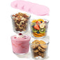 Set di 4/6 Piccole Ciotole in Vetro con Coperchio, Contenitori Impilabili in Vetro Trasparente a Righe per Dessert, Budini, Salse, Salse Piccanti, Noci, Avena, Caramelle, Dolciumi