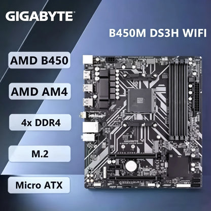 Scheda madre Gigabyte B450M DS3H WIFI AMD B450 AMD AM4 DDR4 128 GB Micro ATX M.2 Supporto CPU Ryzen 9 3900 5700GE 3700X 1700 5500