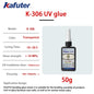 Adesivo UV Kafuter K-300 K-302 K-303 K-306, Colla Trasparente per Vetro, Acrilico e Cristallo, per Riparazioni Fai-da-Te, 50g