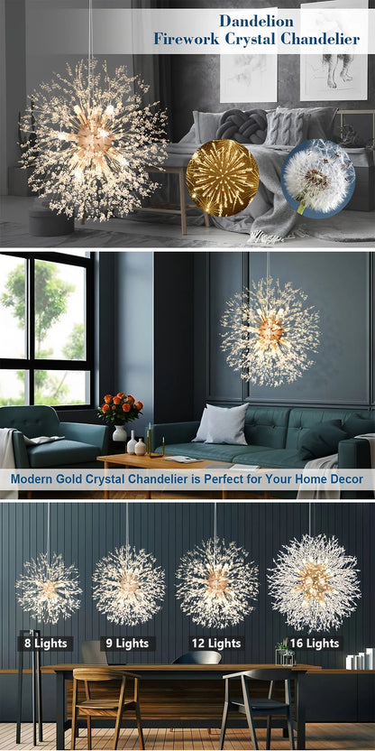 Lampadario di Lusso IRALAN a Soffitto, Lampada a Sospensione in Cristallo a Forma di Soffione, Luce a 3 Colori, Lampade a LED per Tavolo da Pranzo e Soggiorno