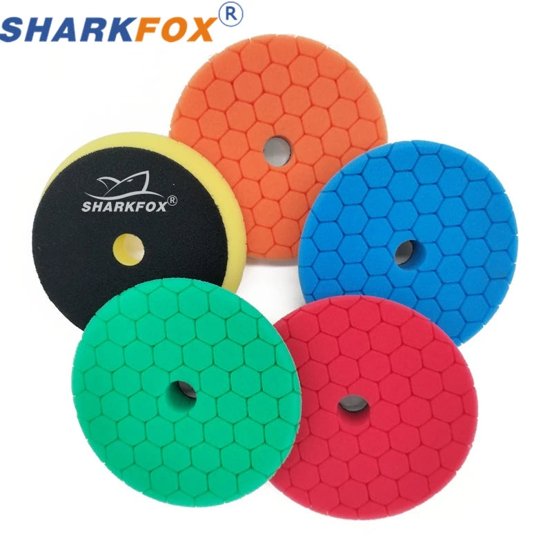Sharkfox Disco Lucidante per Auto 5/6 Pollici, Tamponi Lucidanti Autoadesivi, Tampone Lucidante in Schiuma Tedesca per Lucidatura e Ceratura per DA/RO