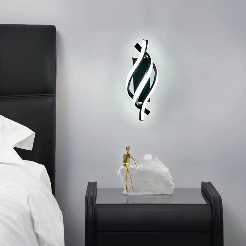 Lampada da parete moderna a LED Linea domestica Decorazione Lampada da parete Soggiorno Sfondo Muro Camera da letto Testiera Illuminazione bianca nera Lustro
